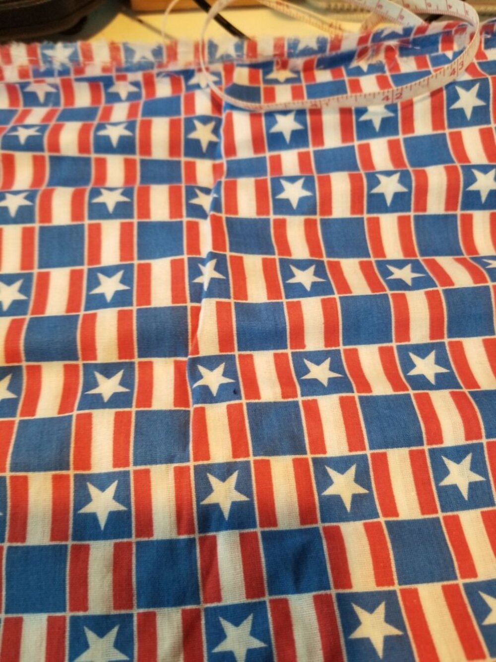 Material  Stars Stripes Red White Blue  44" x21"   Cotton Craft Clothing fabric